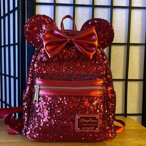 Limited Edition Disney park Red Sequin Loungefly . Like new no flaws !
